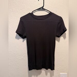 Theory Classic Black Short Sleeve Top Ribbed Stretchy